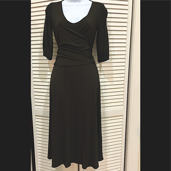Theory Dresses & Skirts - NWT Theory gorgeous draped leotard wrap waist dress rayon jersey w/ 3/4 sleeves